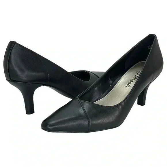 Easy Street Chiffon Black Faux Leather Womens Heels Size 5.5M - Picture 10 of 14